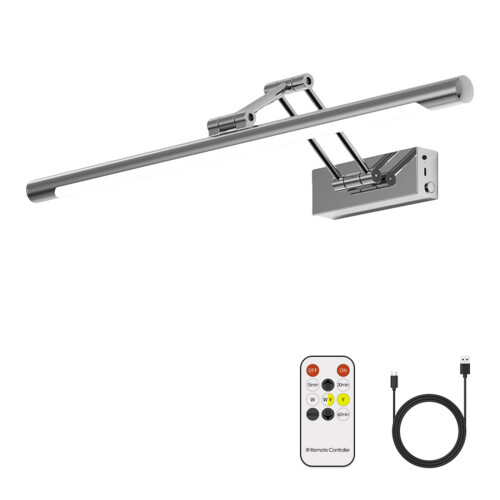 Remote Controlled Rechargeable Vanity Light 16/24in-silver 60cm 1