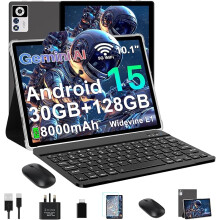 Tablet 10 Inch Android 15, 30GB RAM+128GB ROM (TF 2TB), 5G WiFi Tablets,Gemini AI/Widevine L1/8000 mAh