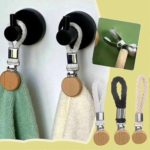 (A) Beech Round Head Storage Clip Hanging Rope Clips Kitchen Towel Clip 1