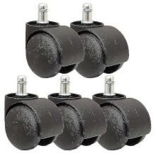 50mm Office Chair Roller Castor Wheels - Set Of 5 - Black