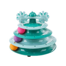 (green) Cats Toy Tower Tracks Cat Toys Interactive Cat Intelligence Training Amusement Plate Tower Pet Products Cat Tunnel