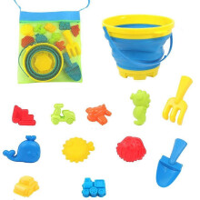 (Drum) Folding Beach Bucket Small Bucket Kids Beach Shovel Seaside Sand Digging Tool