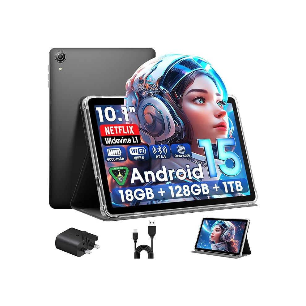 Raemond Android 15 Tablet 10 Inch With Case, 18Gb Ram 128Gb Rom, 1280 X 800 Ips Hd Widevine L1, Octa-Core, 1Tb Expandable 001267587648