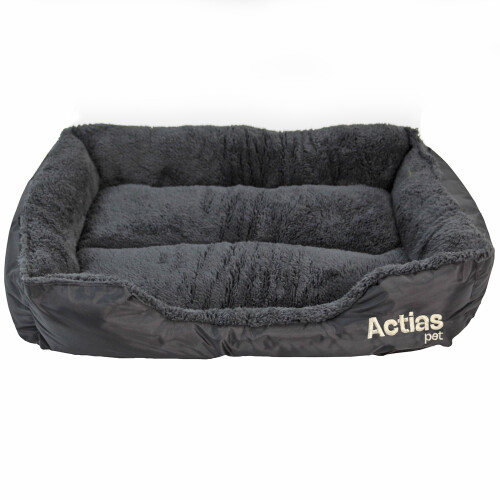 Actiaspet Faux Fur Pet Bed Black/Grey (Medium)