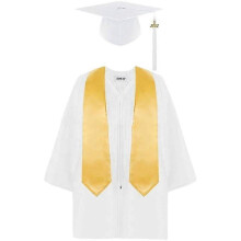 (size21, white) Preschool And Kindergarten Graduation Gown Cap Tassels Set Children Academic Dress School Uniform For Kids Graduation Gift