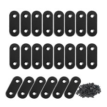 22 Pcs Straight Brace Brackets Stainless Steel Black Mending Plate Connector with Screws Flat Brack