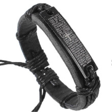 Religious Handmade Leather Bracelet with Engraved Scriptures - DD