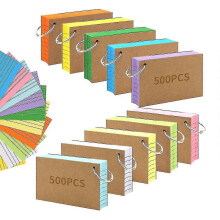 1000 PCS Index Cards 3X5 Inches Colored Flash Cards with Ring, Punched Lined Ruled Index Cards Notecards