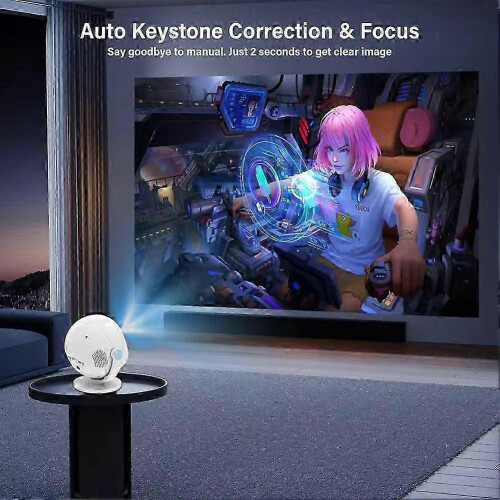 (UK plug) 360 Degree Portable 4K Projector Smart Home Theater Projector with Android 11, Multi-Device Connectivity, and Remote Control 2
