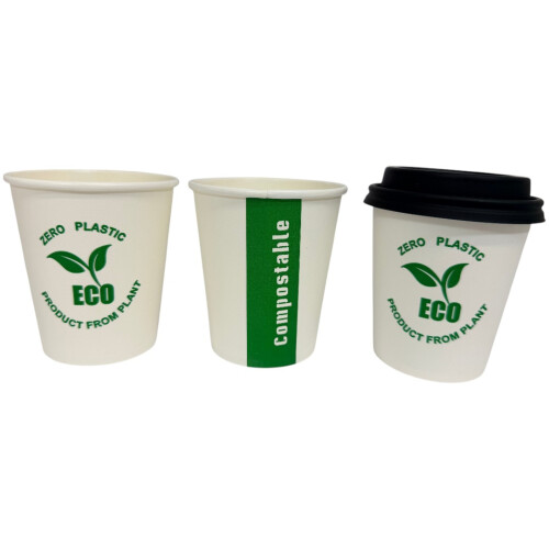 1000 6oz Paper Cups & Lids Bulk Compostable Catering 1