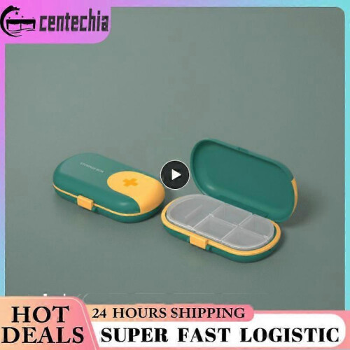 (Green) Portable Travel Pill box Plastic Storage Container Moistureproof Pill Cutter Organizer Large Capacity Pillboxes 1
