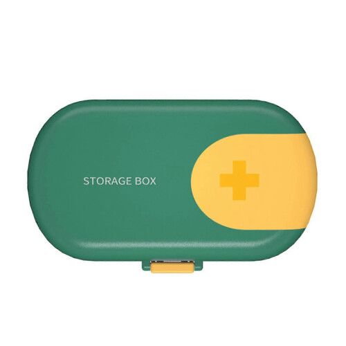 (Green) Portable Travel Pill box Plastic Storage Container Moistureproof Pill Cutter Organizer Large Capacity Pillboxes 2