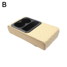 (pink L) Universal Car Armrest Pad Cover PU Leather Auto Center Console Protector Storage