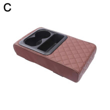 (pink m) Universal Car Armrest Pad Cover PU Leather Auto Center Console Protector Storage