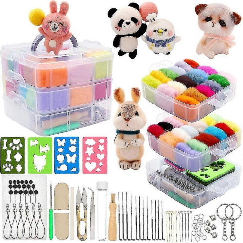 Wool Felt Felt Needle Kit Set 36 Colors Gift Tool Roving Material Complete Pcs Tool 109 Fiber Starter