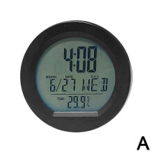 (Without solar) Solar Car Clock Digital Time Watch 2 In 1 Auto Clocks Thermometer No Wiring