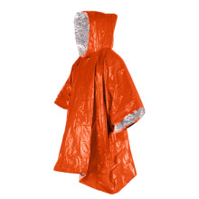 Emergency Rain Poncho Waterproof Heat Reflective Thermal Survival Raincoat for Camping Hiking Orange