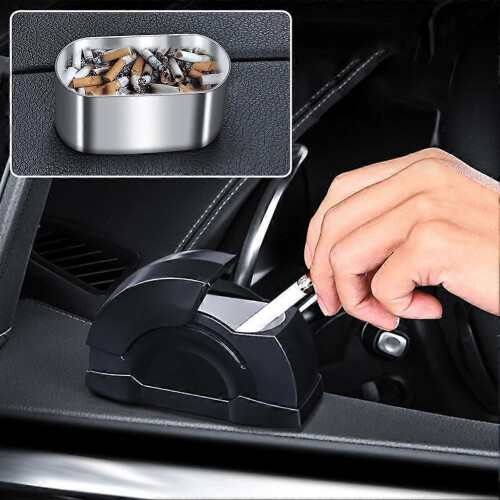 (A) Car Ashtray Portable Sealed Ashtray Side Sliding Scrolling Push-pull Lid 2