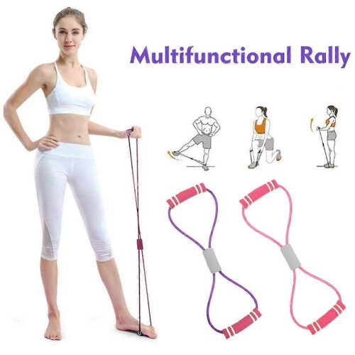 (Pink) Elastic Fitness Rope Rings 8-type Thruster Multi Functional Super Durable 2