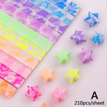 (Green) 210Sheets Luminous Origami Stars Paper 10 Colors Strips Lucky Star Folding Pape