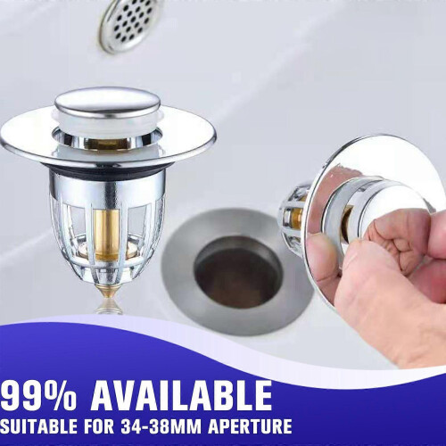 Universal Bathroom Sink Plug Stopper Wash Basin Core Up Bounce Filter 1