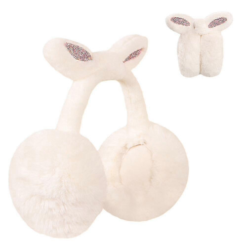 Winter Outdoor Solid Colour Soft Head Earmuffs for Warmth, Fluffy Foldable Earmuffswhite - DD01