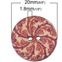 100 Pieces Painted Flower Wooden 2 Hole Button DIY Sewing Craft 20mm (Random Style) - DD01