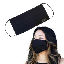 Black Cotton Face Mask with Adjustable Nose Fit and Filter Pocket, 2Ply Reusable Washable, 6 Pack