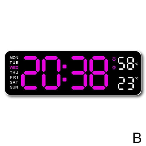 (White shell rose red light) With Calendar Date Temperature LED Large Display USB Digital Wall Alarm Clock