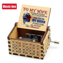 (WIFE 3) Halloween Wooden Hand Crank Music Box, Spirited Away, Jurassic Park, Christmas Party Gift, Halloween Decoration Gift Wedding Decoration - PJ
