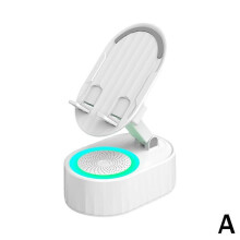 (40 patches and 16 ropes) 3-In-1 Phone Holder Inductive Bluetooth Speaker Holder 360Rotating Folding