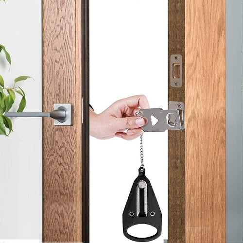Portable Door Lock, Door Chain,  No Drilling Required, Security Lock Student Dorm - DD01 1