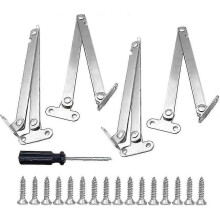 Furniture hinges, 4-piece folding hinges, pivoting lid hinges, folding closet door hinges, with screws and screwdriver - RiRi