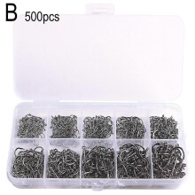 (150CM, Dark Blue) 100/500/1000x Fishing Hooks Set High Carbon Steel Sharp Durable Barbed Fishhook