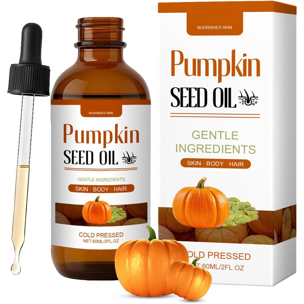 Gogerstar Pumpkin Seed Oil For Hair Growth - 100% Pure & Cold-Pressed Hair Oil For Thicker, Fuller Hair - Strengthening Scalp Treatment For Hair Loss