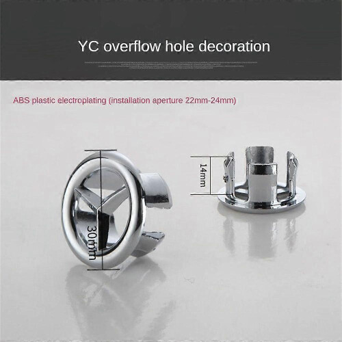 (C) 2PCS Solid Sink Overflow Covers Kitchen Bathroom Basin Trim Round Hole Caps 1