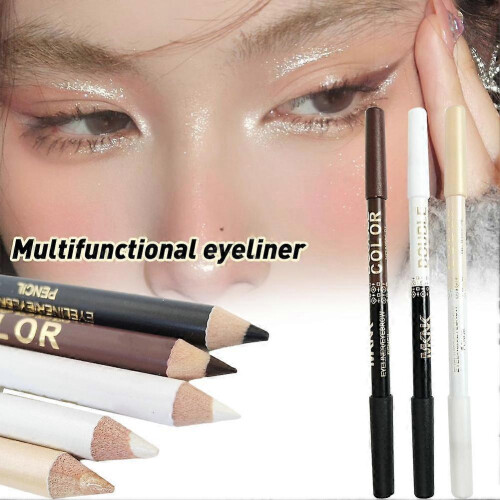 (White M) Multifunctional Eyeliner Anti-smudge Wooden Pole Double-ended Dual-use 1