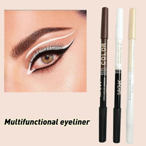 (White M) Multifunctional Eyeliner Anti-smudge Wooden Pole Double-ended Dual-use 2