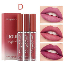 (D set) Versatile 3-Piece Lip Glaze Set - Long-lasting Color Matte Lipstick Premium Sleek Efficient Suitable for Office