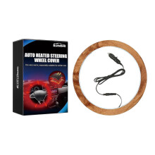 (brown) Auto Heated Steering Wheel Cover 12v 15 In Car Universal Winter Steering Wheel Heating Hand Warmer Wheel Protectivecover