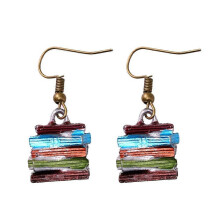 Stack of Books Earrings Women Multicolor Book Pendant Jewellery Earrings