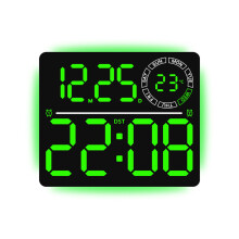 LED-Digital-Wanduhr mit Fernbedienung,-Schwarzes Muschelgrün