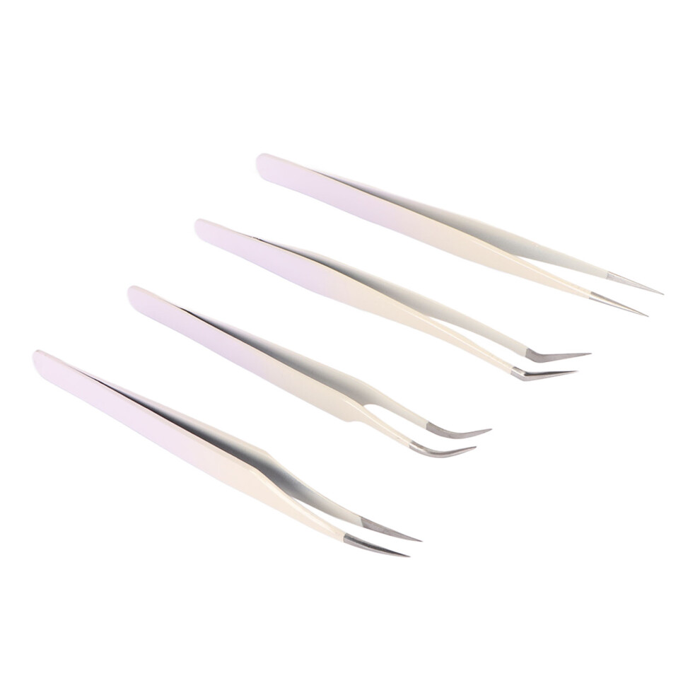 4pcs Eyelash Tweezers Set-Type1-4 13.0cm-Violet