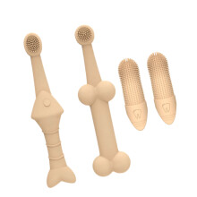 Pet Cats Finger Toothbrush for Training Teething-cream color