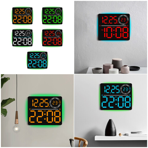 LED Digital Wall Clock with Remote Control-Black shell oran 2