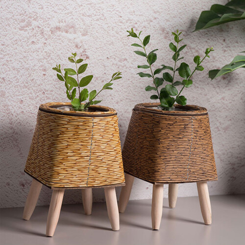 Creative Plastic Planter With Removable Frame-515B coffee color 2