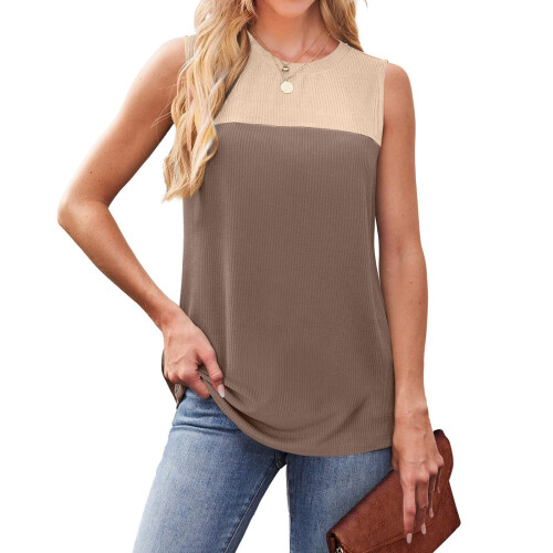 Damen-Oberteil mit Rundhalsausschnitt, Basic,-braun XL