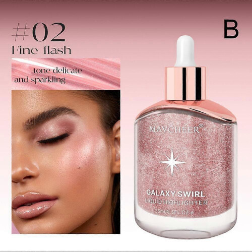 (600d,02 Fine pink flash)Face Highlighter Illuminator Cream Gloss Shimmer Glow Concealer Liquid Makeup