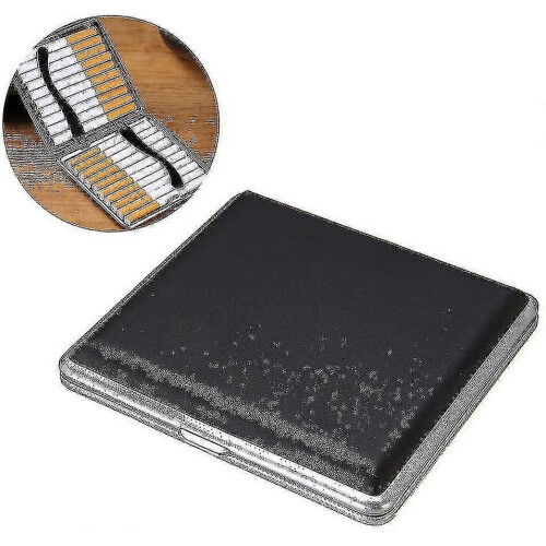 Leather Metal Cigarette Case, Can Hold 20 Cigarettes - PR