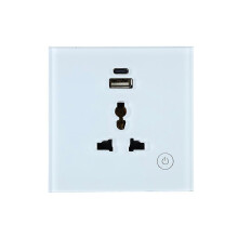 (white) Matter WIFI Zigbee Wall Socket With USB Type C Universal Electrical Plug Outlet Power Touch Switch For Alexa Google Home Tuya